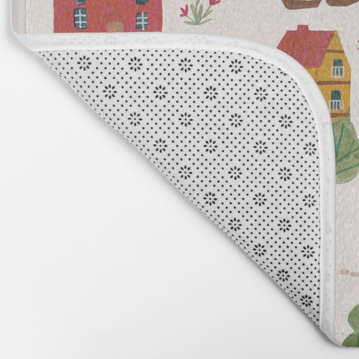 Cozy Village House Pattern Bath Mat Gallery Image 2