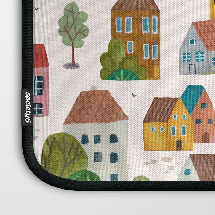 Cozy Village House Pattern Laptop Sleeve Gallery Image 3