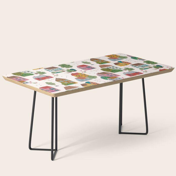 Cozy Village House Pattern Coffee Table Gallery Image 1