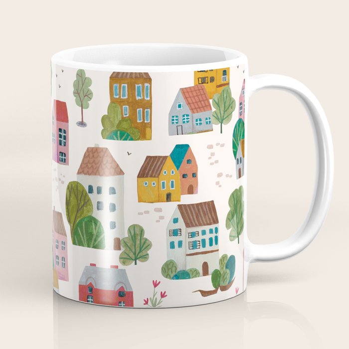 Cozy Village House Pattern Coffee Mug Gallery Image 1
