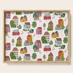 Cozy Village House Pattern Serving Tray Gallery Image 1