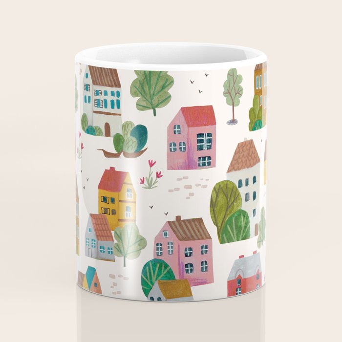 Cozy Village House Pattern Coffee Mug Gallery Image 4