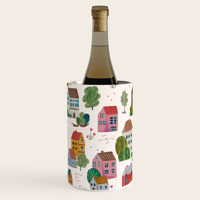 Cozy Village House Pattern Wine Chiller Gallery Image 1