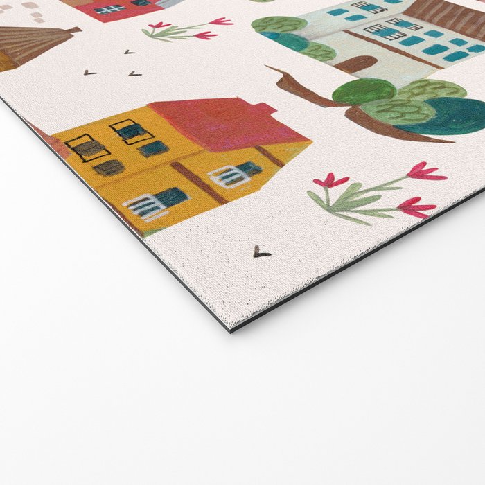 Cozy Village House Pattern Welcome Mat Gallery Image 2