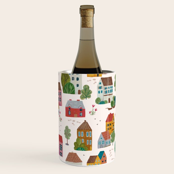 Cozy Village House Pattern Wine Chiller Gallery Image 2