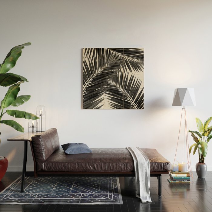 Palm Leaf Black & White III Wood Wall Art Gallery Image 2