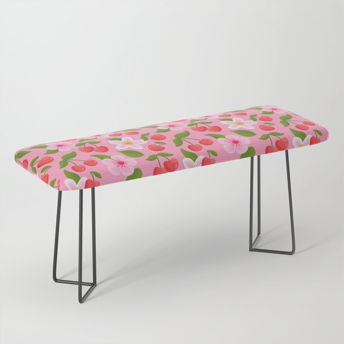Cherry Pattern on Pink Bench Gallery Image 1