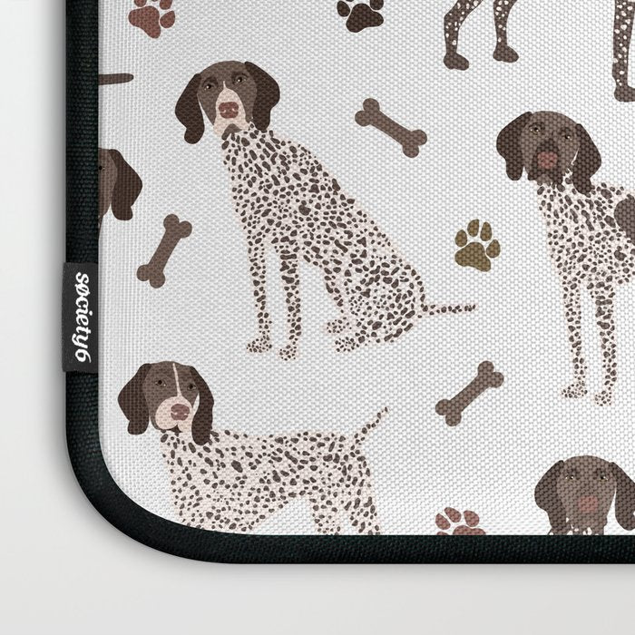 German Shorthaired Pointer Dog Paws and Bones White Laptop Sleeve Gallery Image 3