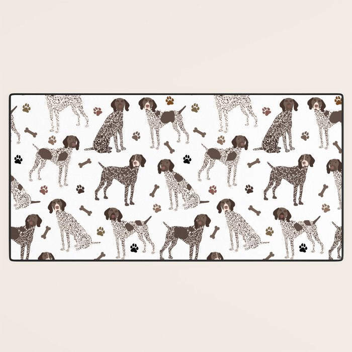 German Shorthaired Pointer Dog Paws and Bones White Desk Mat Gallery Image 3