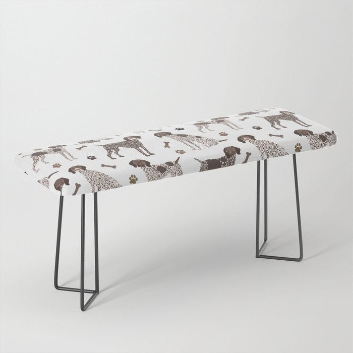 German Shorthaired Pointer Dog Paws and Bones White Bench Gallery Image 1