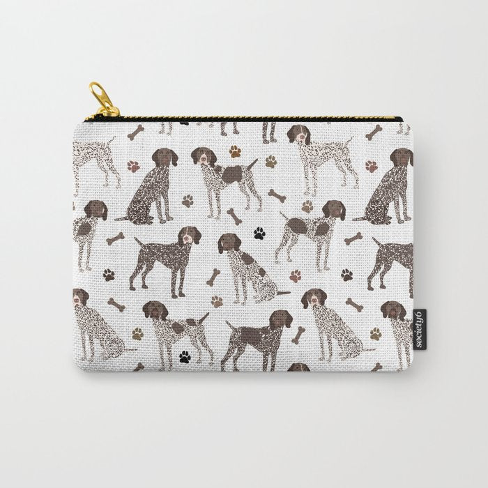 German Shorthaired Pointer Dog Paws and Bones White Carry All Pouch Gallery Image 1