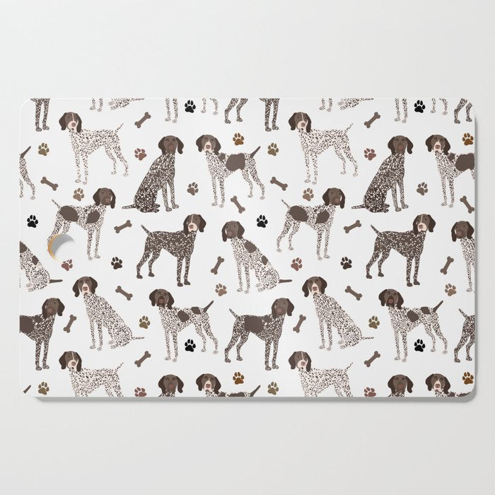 German Shorthaired Pointer Dog Paws and Bones White Cutting Board Gallery Image 1