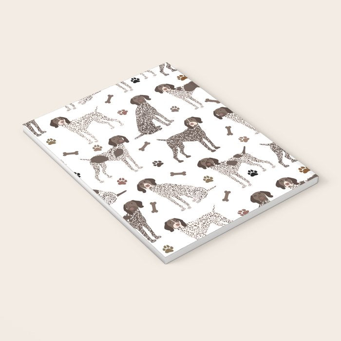 German Shorthaired Pointer Dog Paws and Bones White Notebook Gallery Image 3