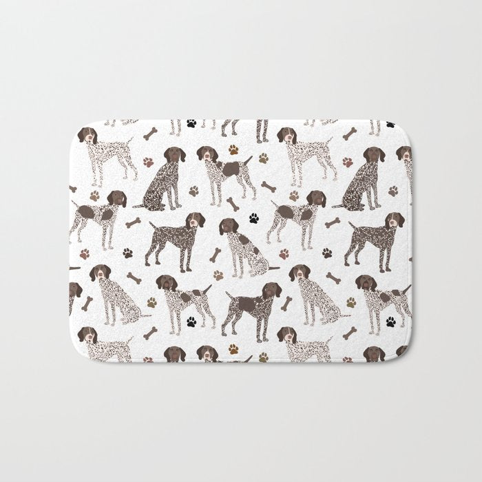 German Shorthaired Pointer Dog Paws and Bones White Bath Mat Gallery Image 1