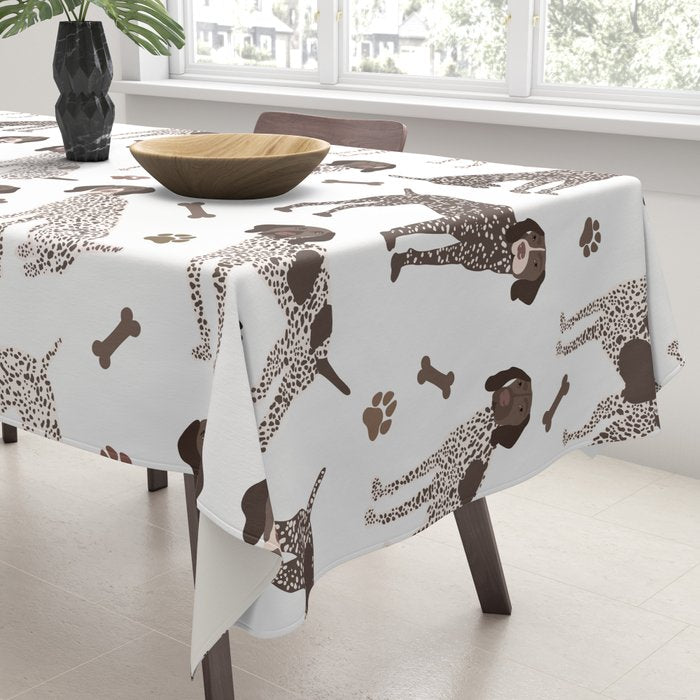 German Shorthaired Pointer Dog Paws and Bones White Tablecloth Gallery Image 3