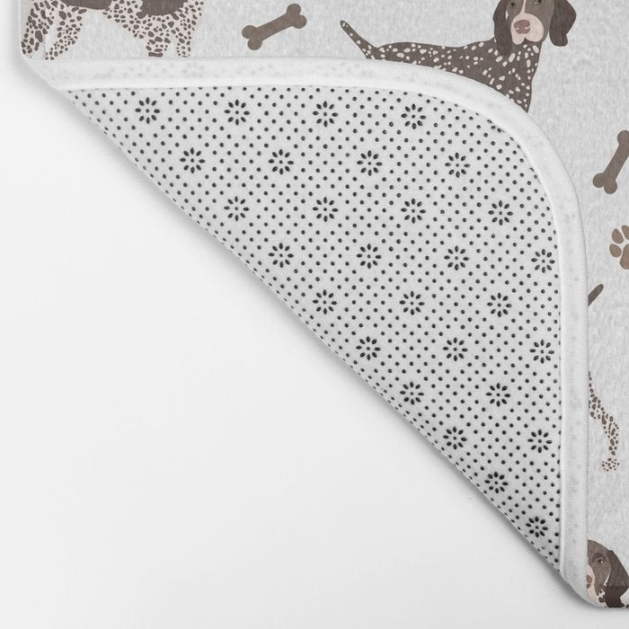 German Shorthaired Pointer Dog Paws and Bones White Bath Mat Gallery Image 2