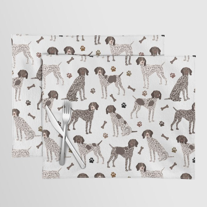 German Shorthaired Pointer Dog Paws and Bones White Placemat Gallery Image 1