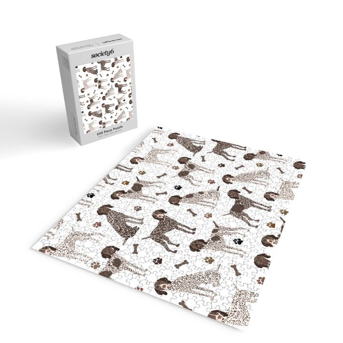 German Shorthaired Pointer Dog Paws and Bones White Jigsaw Puzzle Gallery Image 2