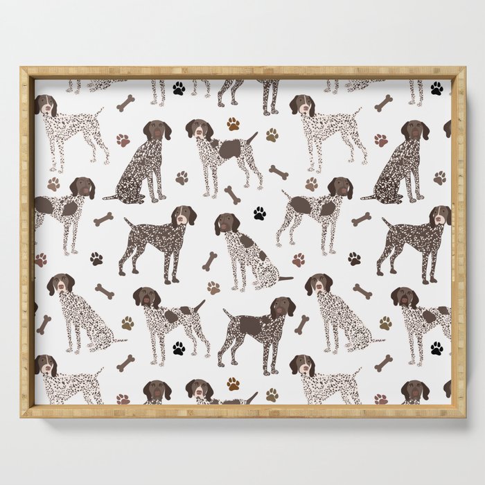 German Shorthaired Pointer Dog Paws and Bones White Serving Tray Gallery Image 1