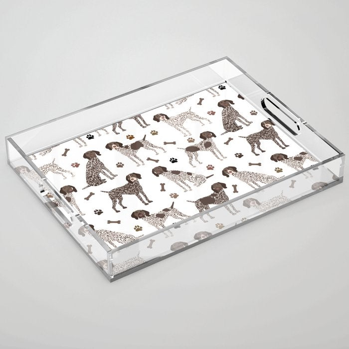 German Shorthaired Pointer Dog Paws and Bones White Acrylic Tray Gallery Image 1