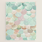 MERMAID SHELLS - MINT & ROSEGOLD Jigsaw Puzzle Gallery Image 1