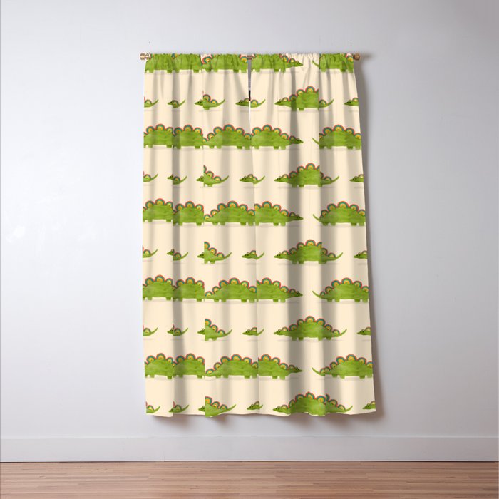 Rainbow colored dinosaur (stegosaurus) Window Curtain Gallery Image 3