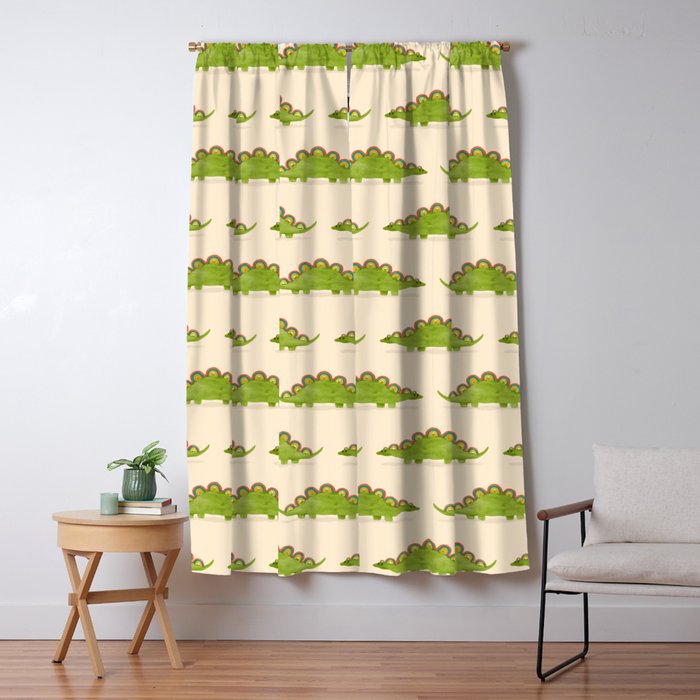 Rainbow colored dinosaur (stegosaurus) Window Curtain Gallery Image 5
