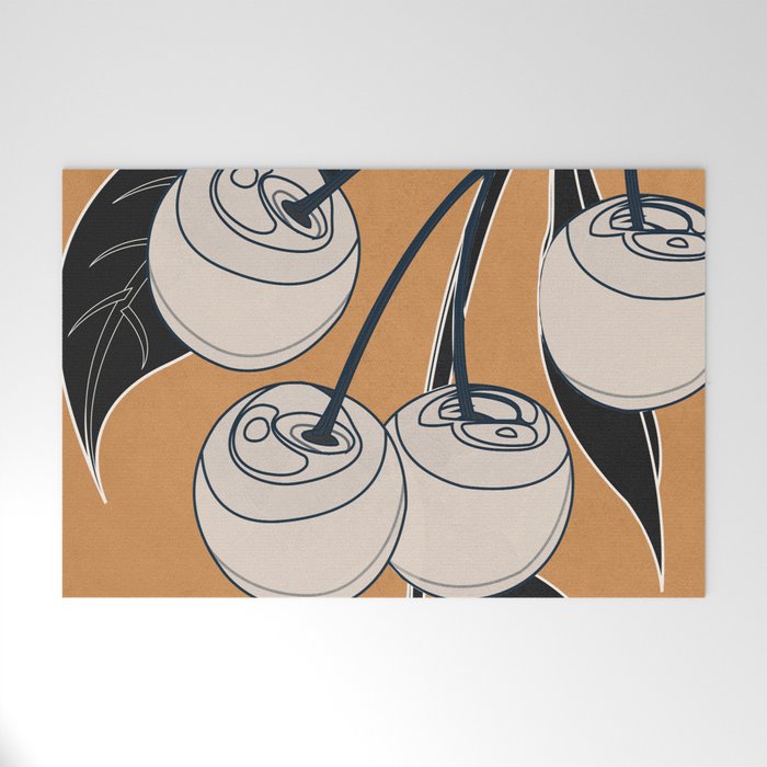 Minimalist Cherry Fruit Line Art 5 Welcome Mat Gallery Image 1
