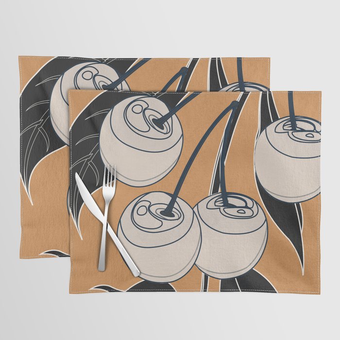 Minimalist Cherry Fruit Line Art 5 Placemat Gallery Image 1