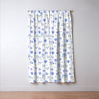 Elegant blush blue yellow watercolor floral pattern Window Curtain Gallery Image 3