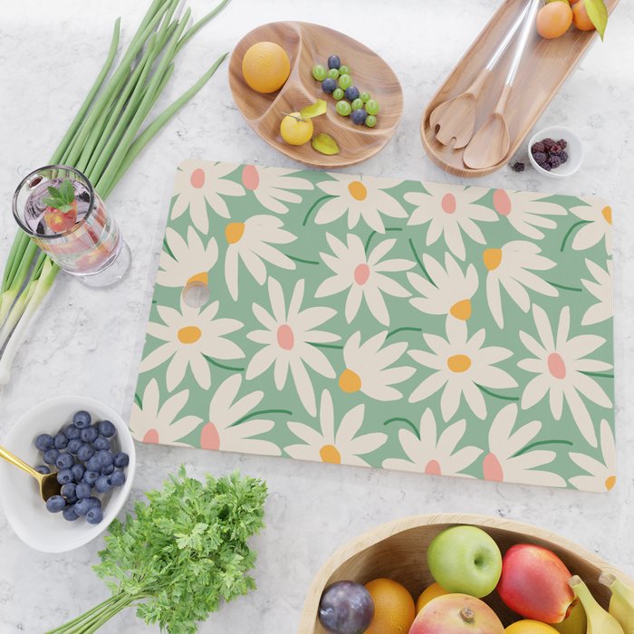Spring daisies - green Cutting Board Gallery Image 2