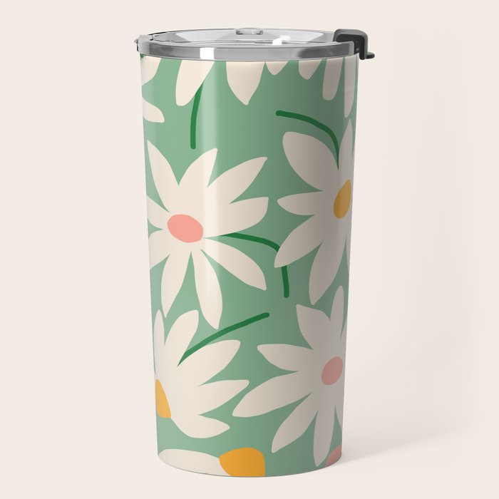 Spring daisies - green Travel Mug Gallery Image 2
