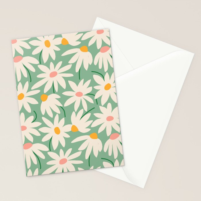 Spring daisies - green Stationery Card Gallery Image 2