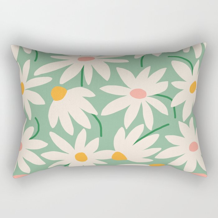 Spring daisies - green Rectangular Pillow Gallery Image 2