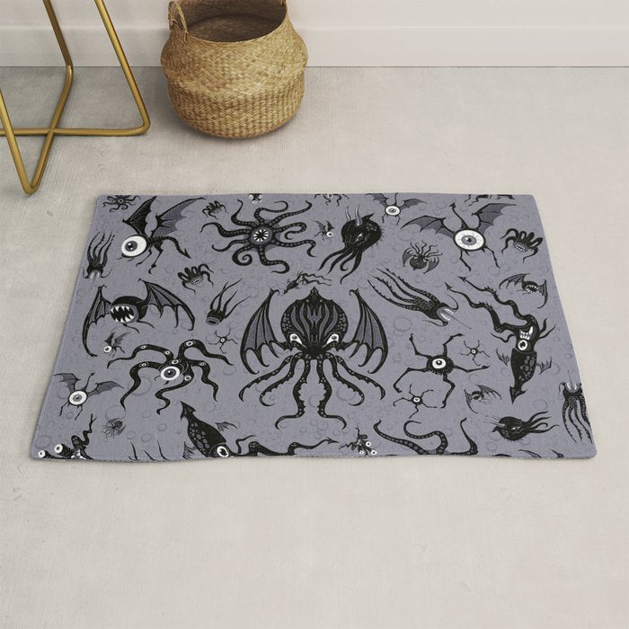 Cosmic Horror Critters in Twilight Zone Glow Rug Gallery Image 1
