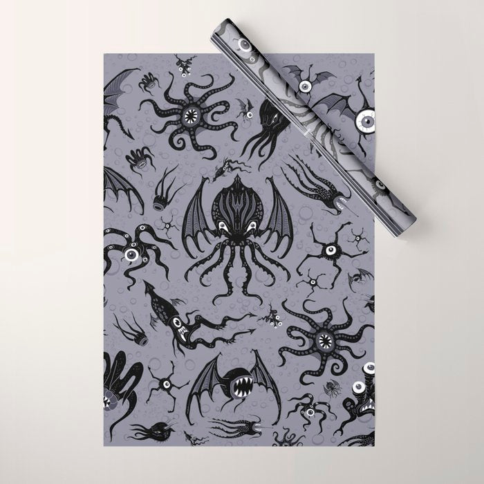 Cosmic Horror Critters in Twilight Zone Glow Wrapping Paper Gallery Image 1