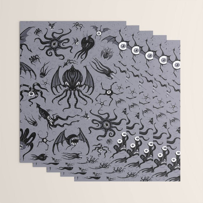 Cosmic Horror Critters in Twilight Zone Glow Wrapping Paper Gallery Image 3
