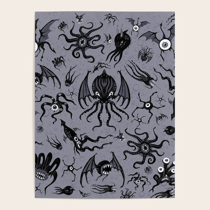 Cosmic Horror Critters in Twilight Zone Glow Poster Gallery Image 1