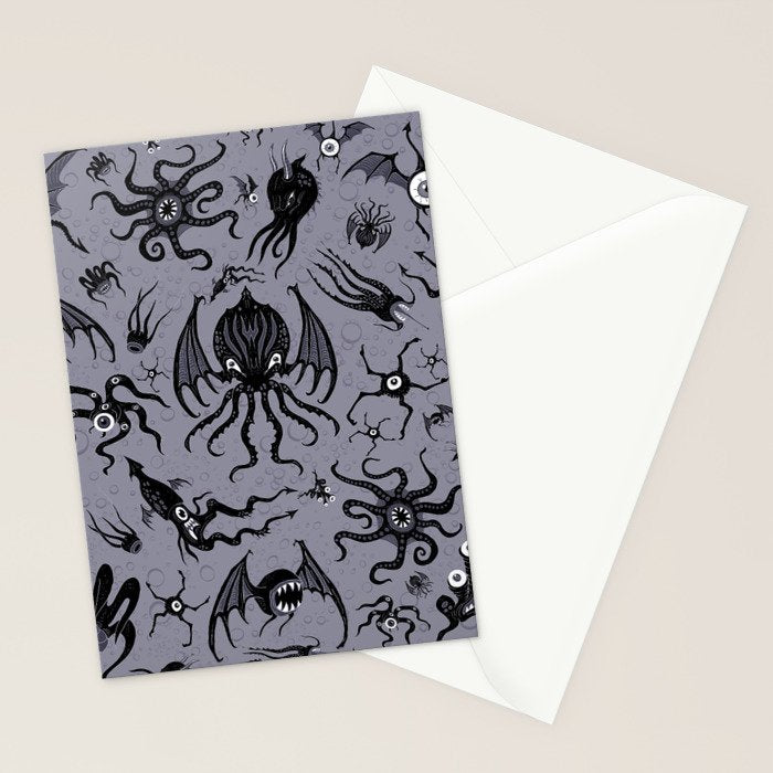 Cosmic Horror Critters in Twilight Zone Glow Stationery Card Gallery Image 2