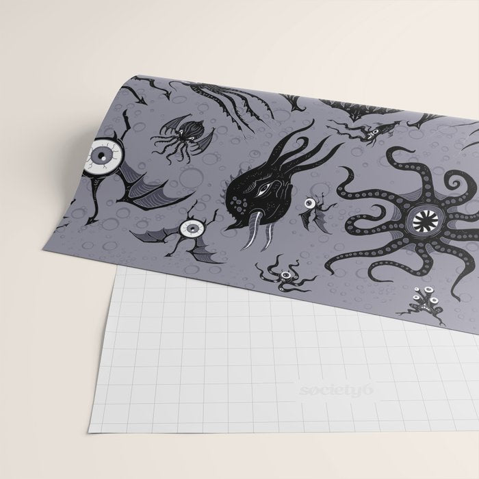 Cosmic Horror Critters in Twilight Zone Glow Wrapping Paper Gallery Image 2
