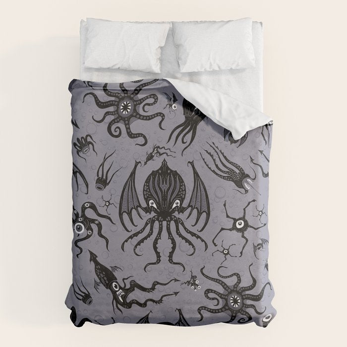 Cosmic Horror Critters in Twilight Zone Glow Duvet Cover Gallery Image 6
