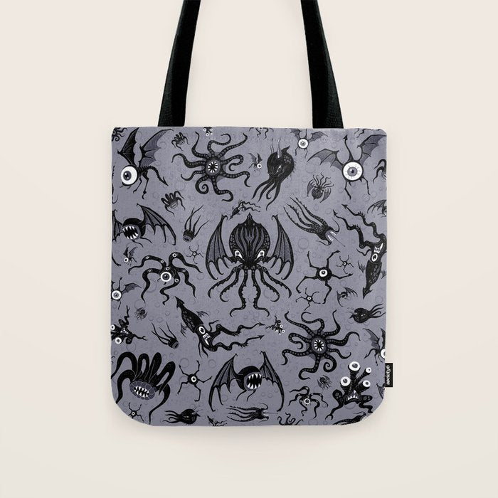 Cosmic Horror Critters in Twilight Zone Glow Tote Bag Gallery Image 1