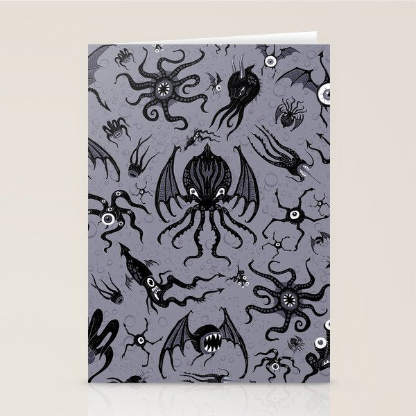 Cosmic Horror Critters in Twilight Zone Glow Stationery Card Gallery Image 2