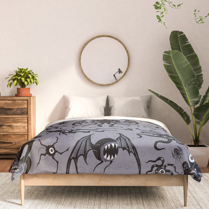 Cosmic Horror Critters in Twilight Zone Glow Comforter Gallery Image 3