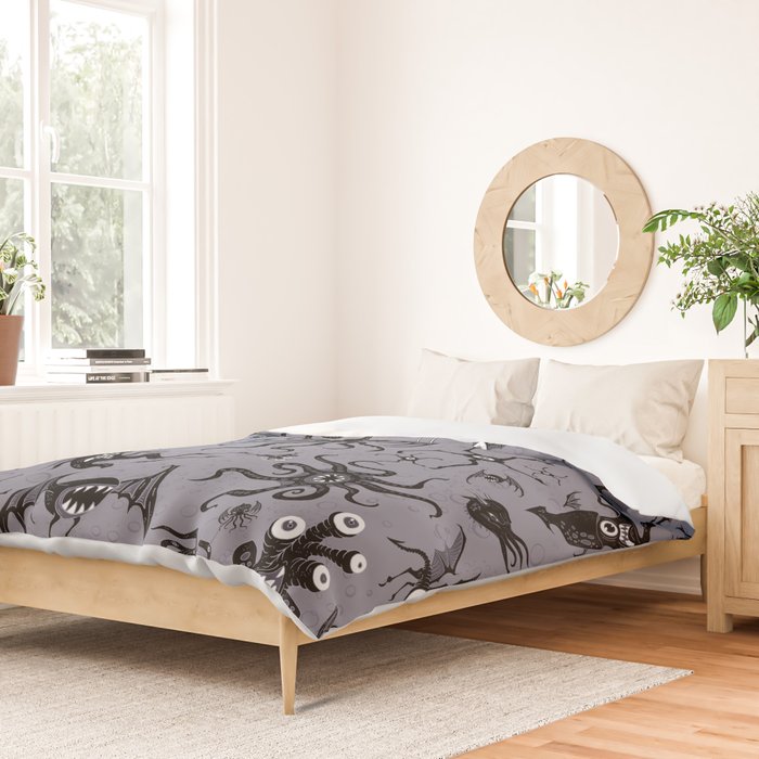 Cosmic Horror Critters in Twilight Zone Glow Duvet Cover Gallery Image 2