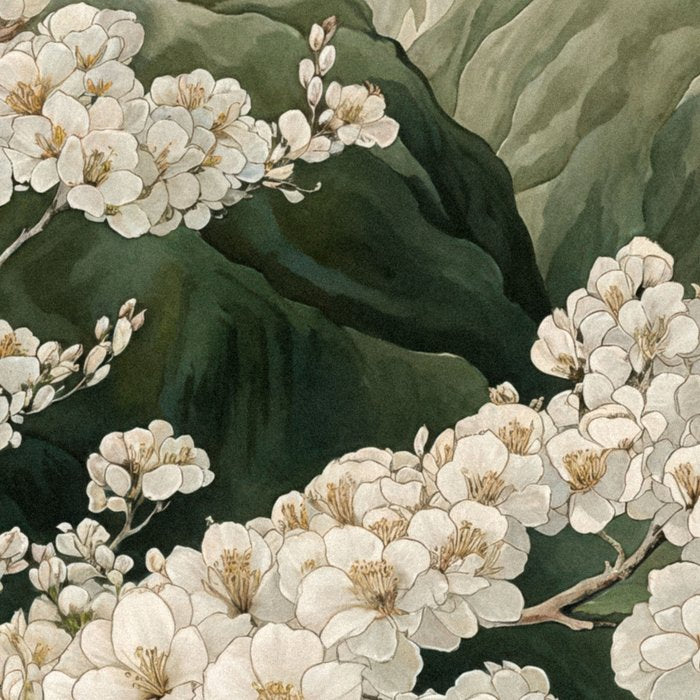 Japanese Floral Wall Art Mountain Poster Sage Green Wabi Sabi japandi  botanical Flower Painting Coffee Mug Gallery Image 2