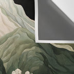 Japanese Floral Wall Art Mountain Poster Sage Green Wabi Sabi japandi  botanical Flower Painting Wall Tapestry Gallery Image 3