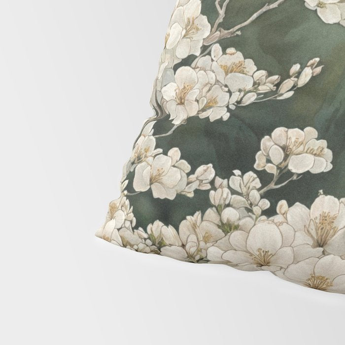 Japanese Floral Wall Art Mountain Poster Sage Green Wabi Sabi japandi  botanical Flower Painting Pillow Sham Gallery Image 4