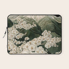 Japanese Floral Wall Art Mountain Poster Sage Green Wabi Sabi japandi  botanical Flower Painting Laptop Sleeve Gallery Image 1