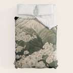 Japanese Floral Wall Art Mountain Poster Sage Green Wabi Sabi japandi  botanical Flower Painting Comforter Gallery Image 6